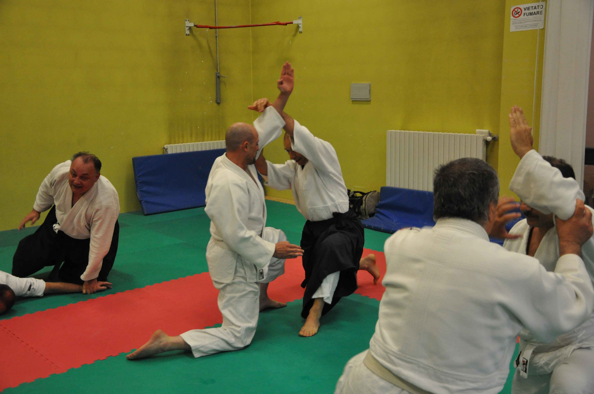 Tecnica di Aikido durante una lezione